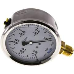 Wika MS -1100 GLY CR Glycerin-Manometer senkrecht (CrNi/Ms),100mm, -1 bis 0 bar