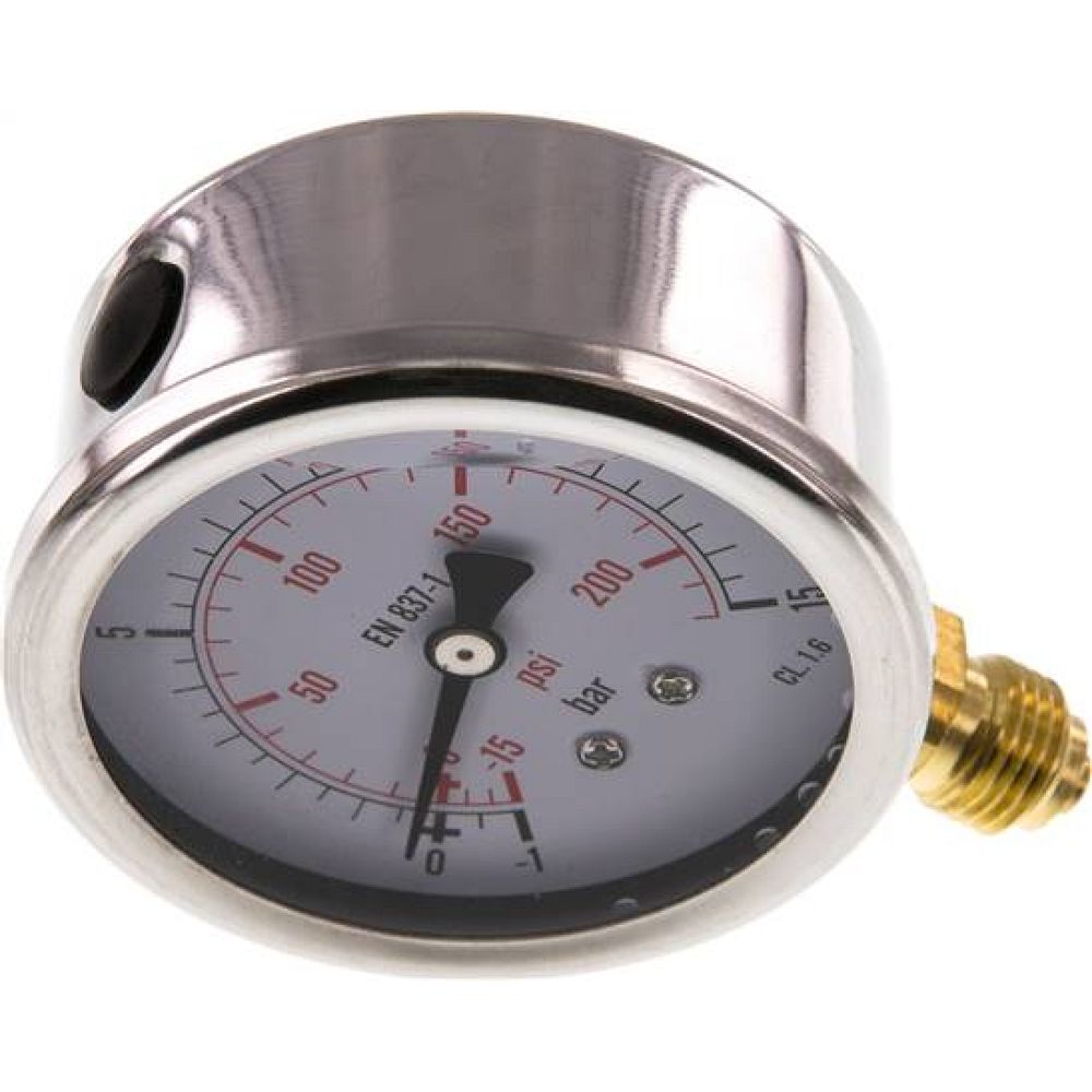 MS -11563 GLY CRE Glycerin-Manometer senkrecht (CrNi/Ms), 63mm, -1 bis 15 bar