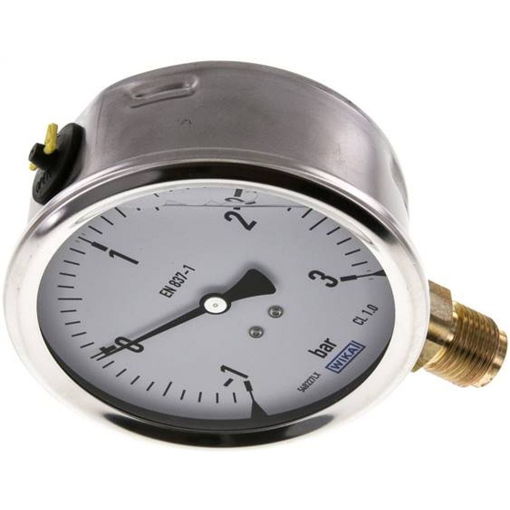 Wika MS -13100 GLY CR Glycerin-Manometer senkrecht (CrNi/Ms),100mm, -1 bis 3 bar