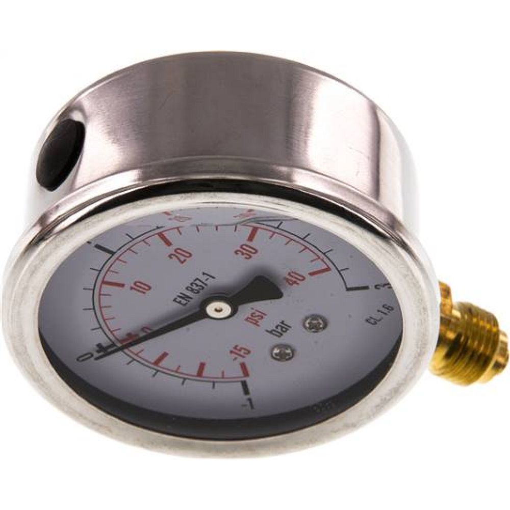 MS -1363 GLY CRE Glycerin-Manometer senkrecht (CrNi/Ms), 63mm, -1 bis 3 bar