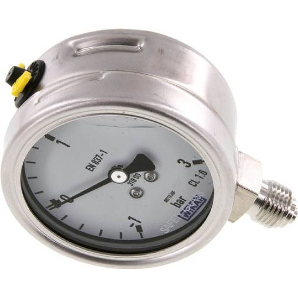 Wika MS -1363 GLY ES Chemie-Glycerin-Manometer senkrecht, 63mm, -1 bis 3 bar