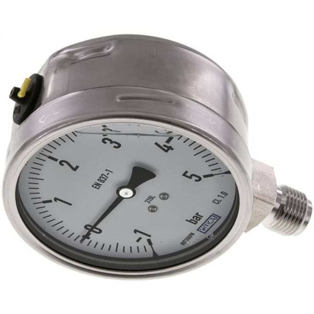 Wika MS -15100 GLY ES Chemie-Glycerin-Manometer senkrecht,100mm, -1 bis 5 bar