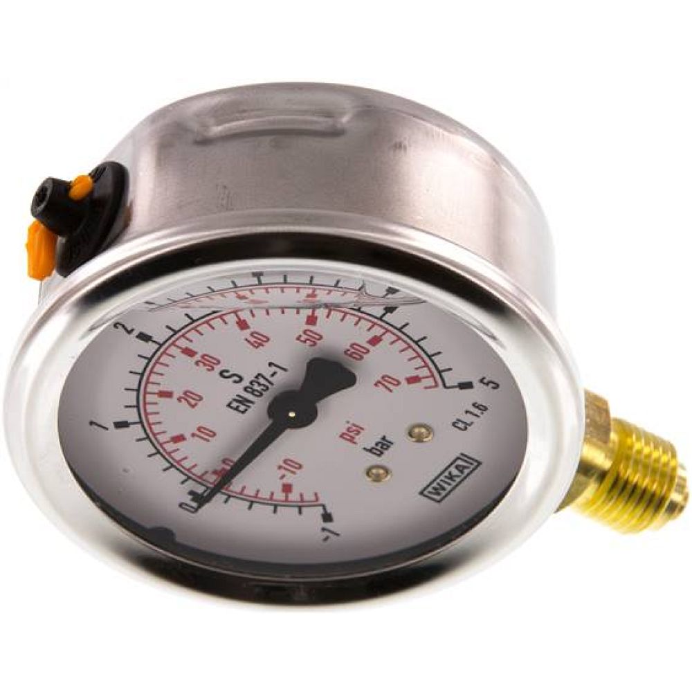 Wika MS -1563 GLY CR Glycerin-Manometer senkrecht (CrNi/Ms), 63mm, -1 bis 5 bar