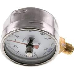 Wika MS -19100 CR-SZ Manometer senkrecht (CrNi/Ms), 100mm, -1 bis 9 bar