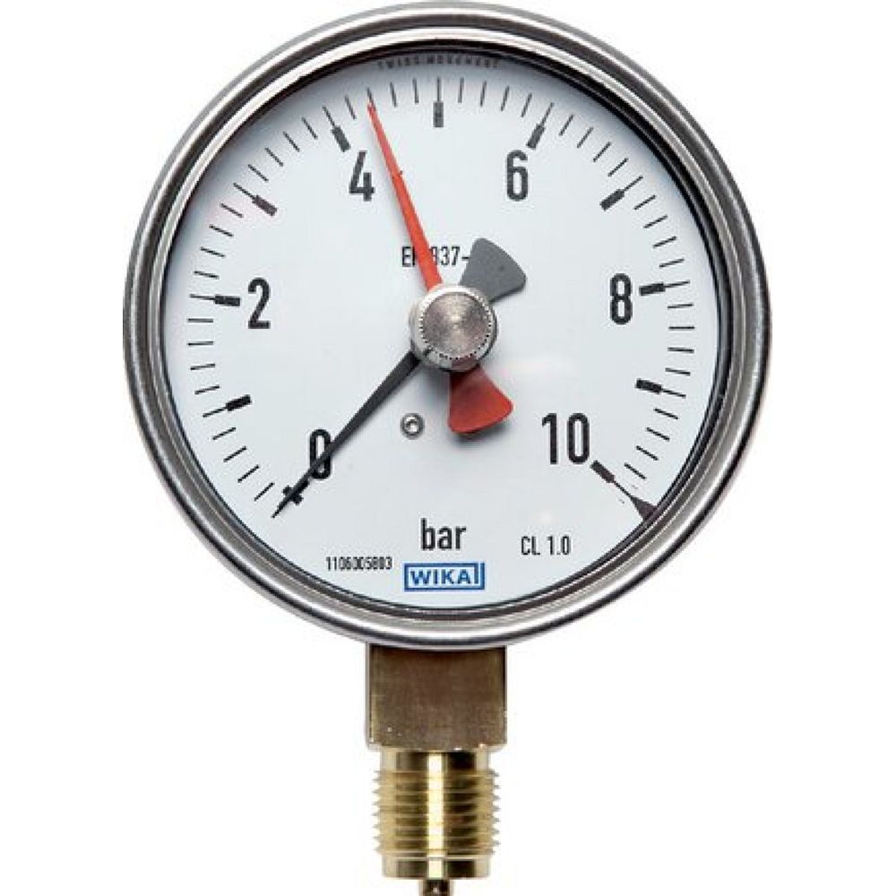 Wika MS -11,5100 CR-SZ Manometer senkrecht (CrNi/Ms), 100mm, -1 bis 1,5 bar