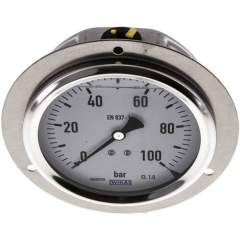 Wika MSE 100100 GLY CR Glycerin-Einbaumanometer,Frontring, 100mm, 0-100 bar