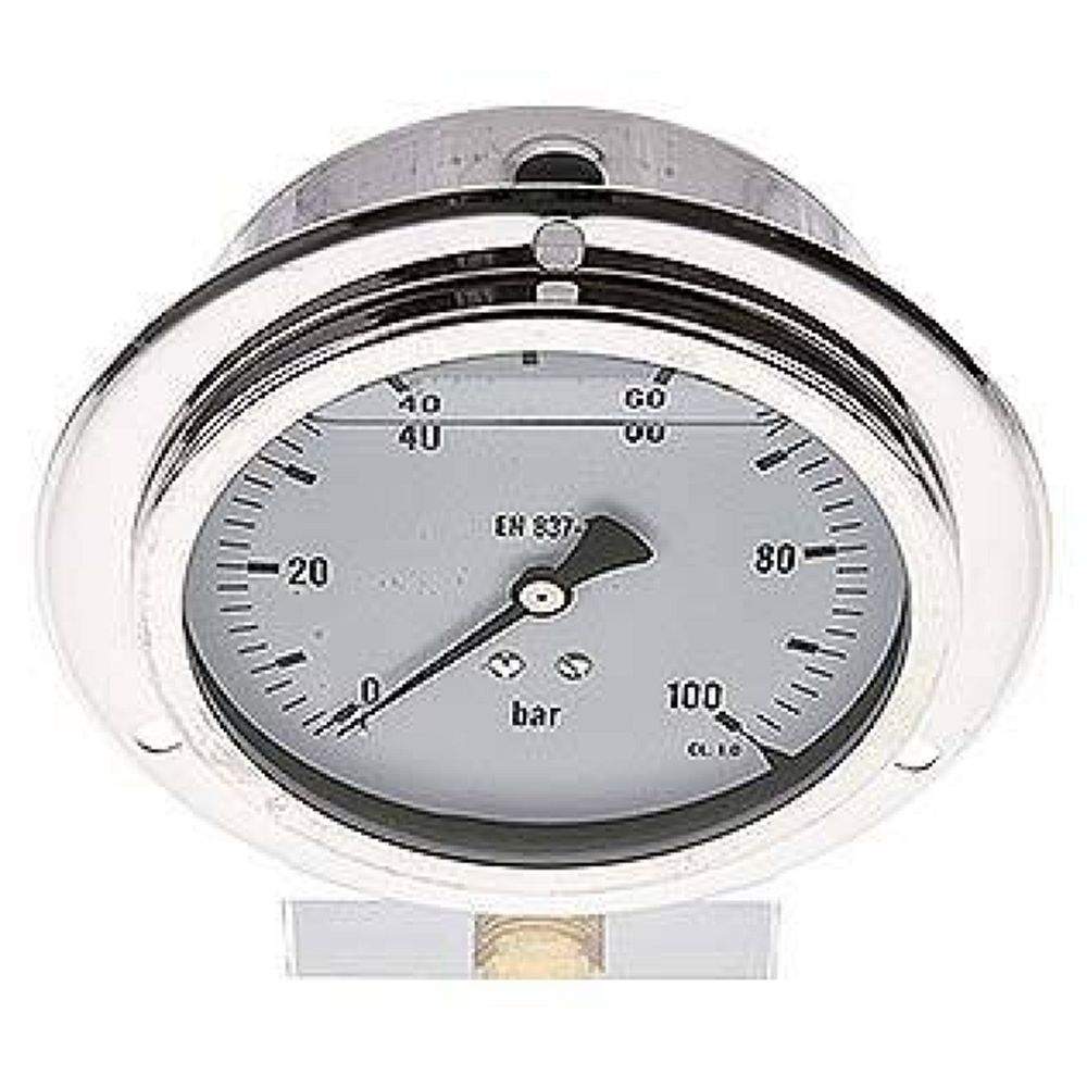 MSE 100100 GLY CRE Glycerin-Einbaumanometer,Frontring, 100mm, 0-100 bar