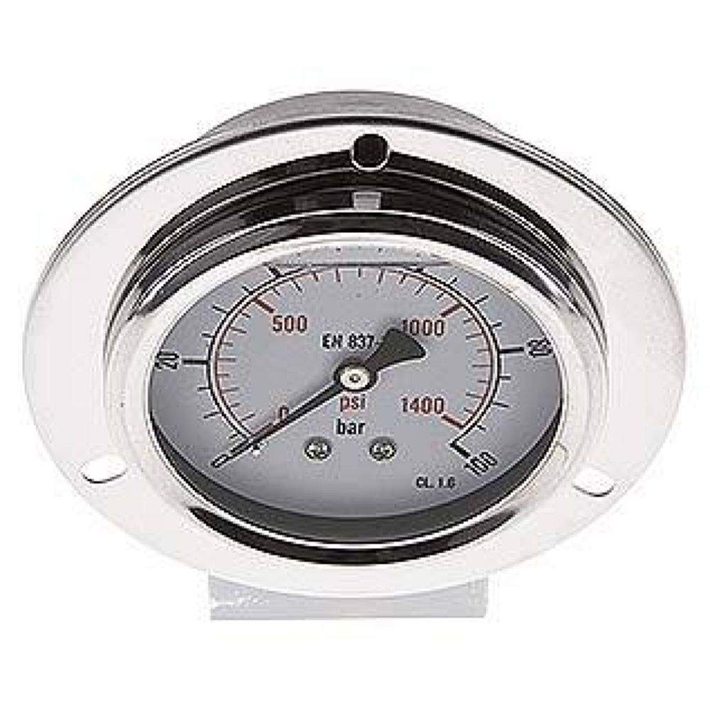 MSE 10063 GLY CRE Glycerin-Einbaumanometer,Frontring, 63mm, 0-100 bar