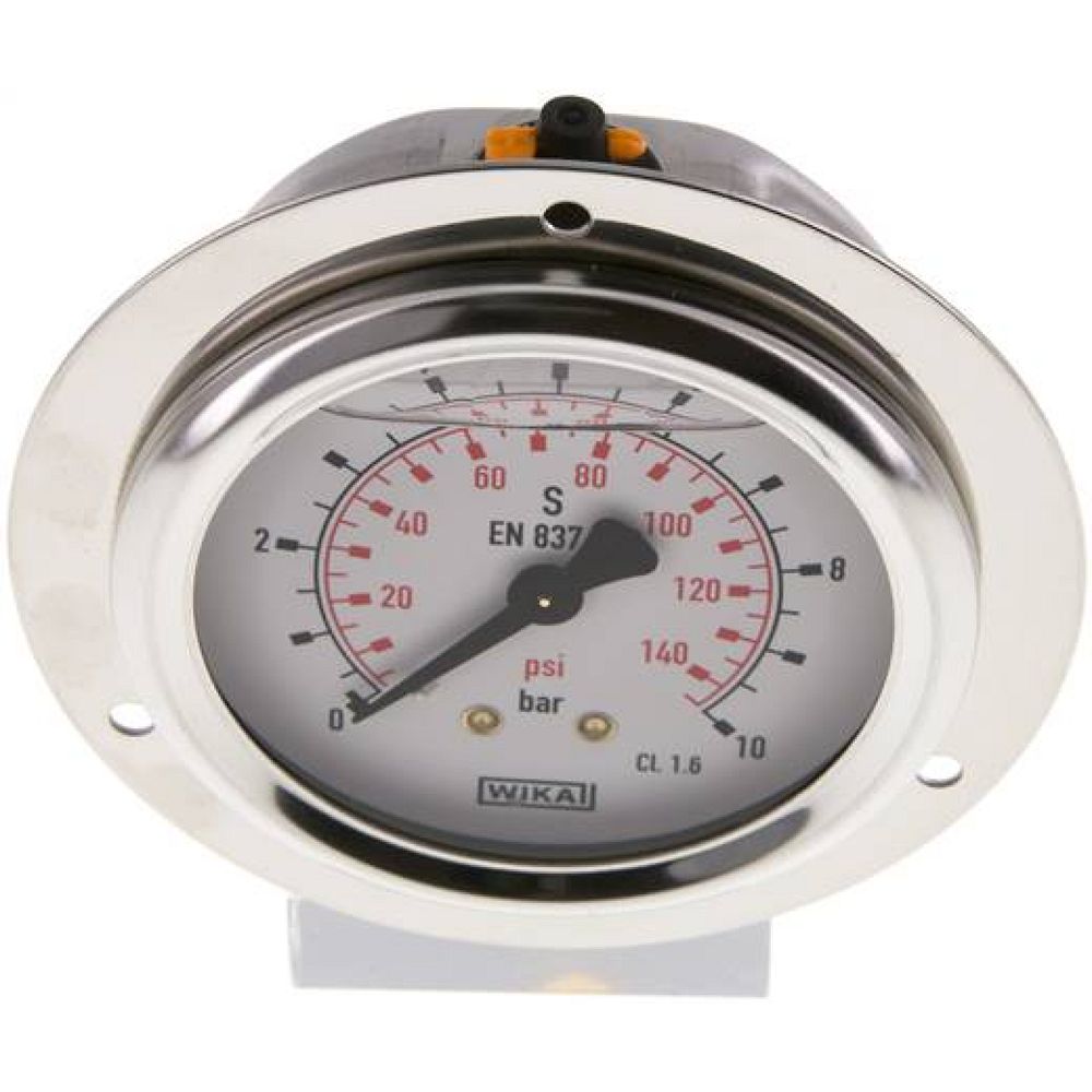 Wika MSE 1063 GLY CR Glycerin-Einbaumanometer,Frontring, 63mm, 0-10 bar