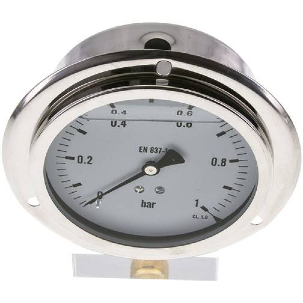 MSE 1100 GLY CRE Glycerin-Einbaumanometer,Frontring, 100mm, 0-1 bar