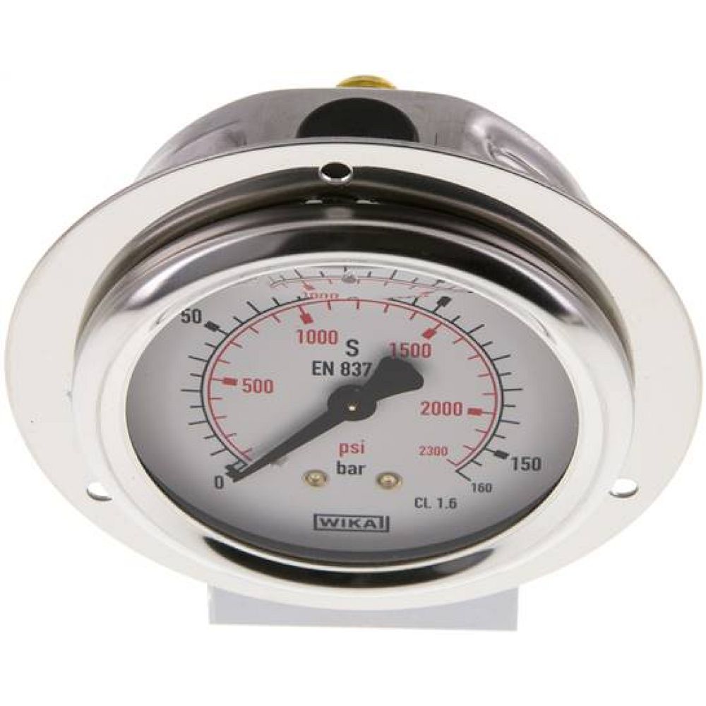 Wika MSE 16063 GLY CR Glycerin-Einbaumanometer,Frontring, 63mm, 0-160 bar