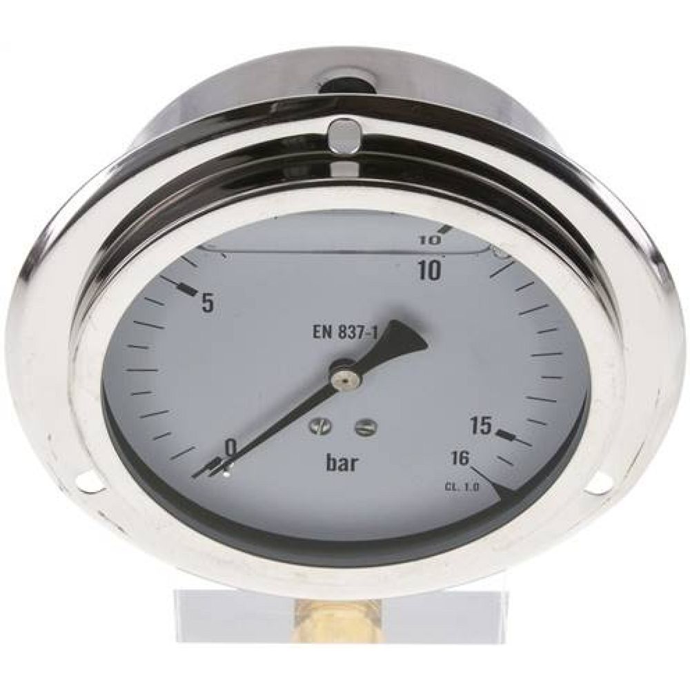 MSE 16100 GLY CRE Glycerin-Einbaumanometer,Frontring, 100mm, 0-16 bar
