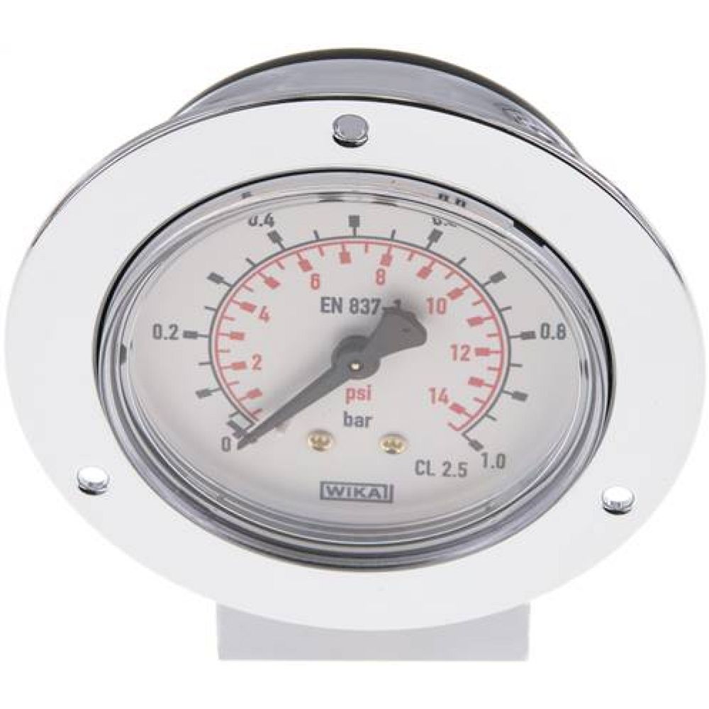 Wika MSE 163 CR Einbaumanometer (CrNi/Ms), Frontring, 63mm, 0-1 bar
