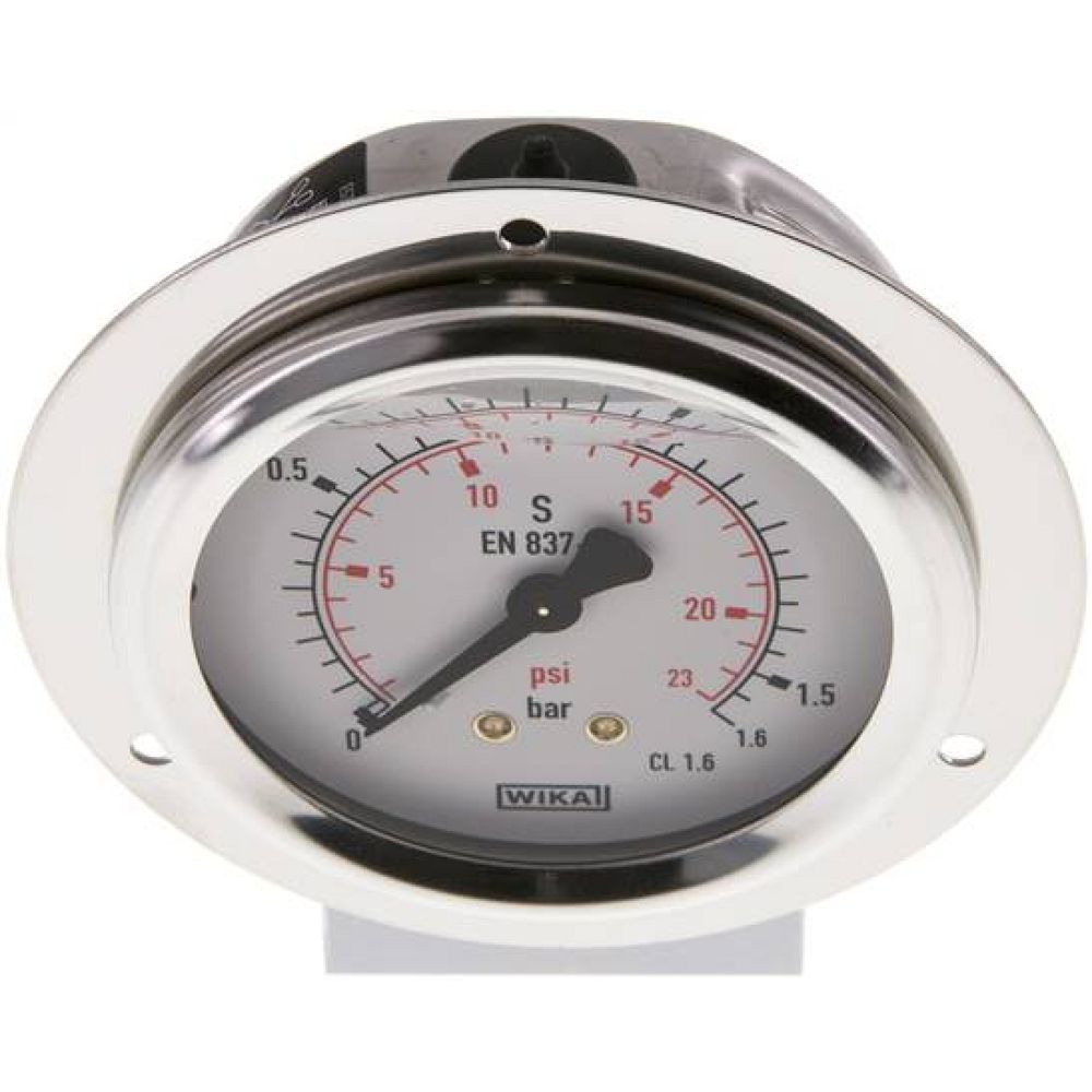 Wika MSE 1,663 GLY CR Glycerin-Einbaumanometer,Frontring, 63mm, 0-1,6 bar