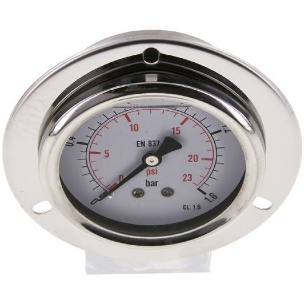 MSE 1,663 GLY CRE Glycerin-Einbaumanometer,Frontring, 63mm, 0-1,6 bar