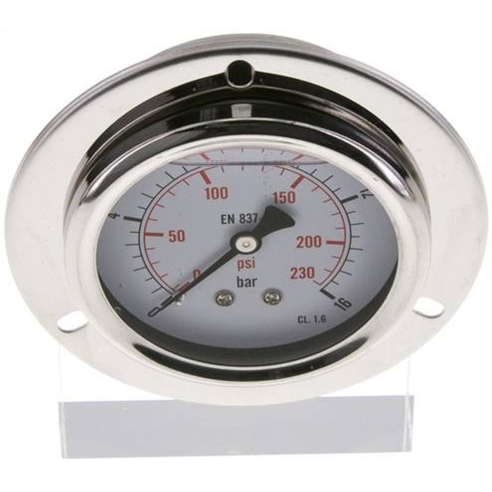 MSE 1663 GLY CRE Glycerin-Einbaumanometer,Frontring, 63mm, 0-16 bar