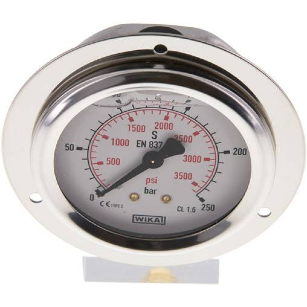 Wika MSE 25063 GLY CR Glycerin-Einbaumanometer,Frontring, 63mm, 0-250 bar
