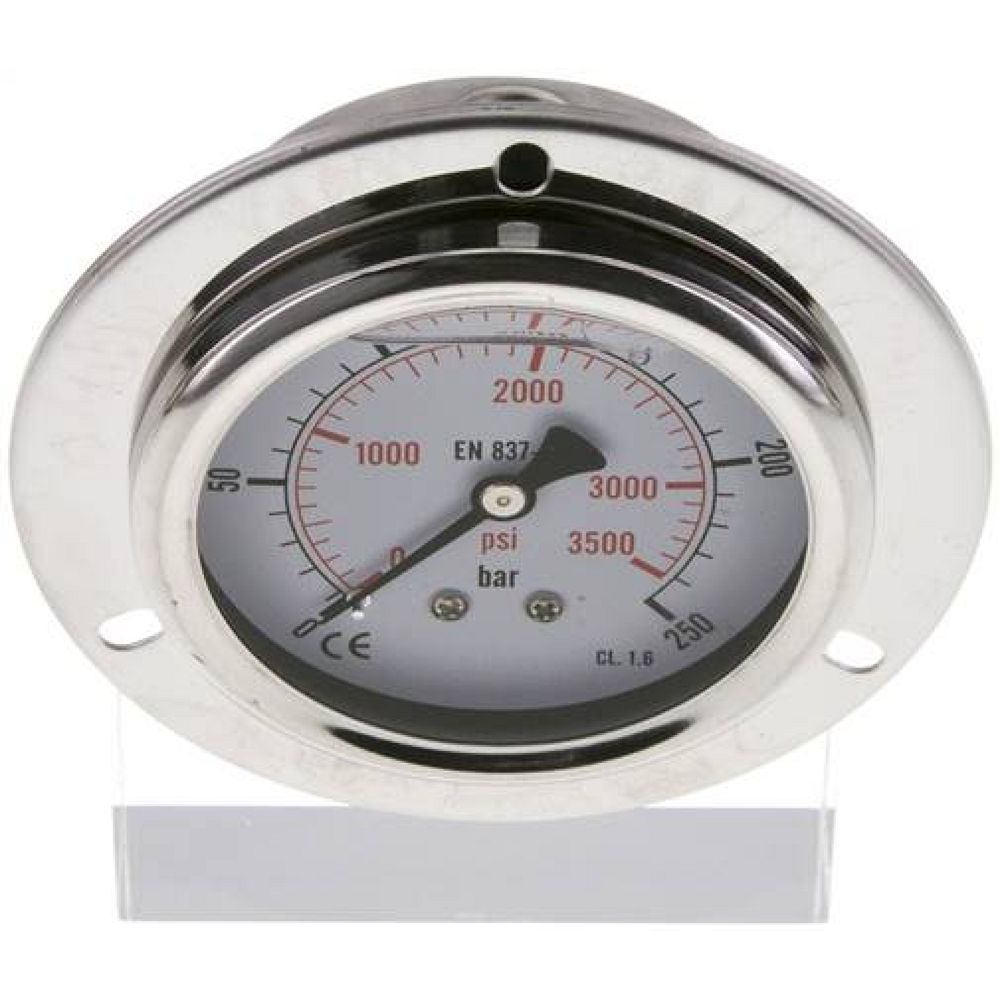 MSE 25063 GLY CRE Glycerin-Einbaumanometer,Frontring, 63mm, 0-250 bar