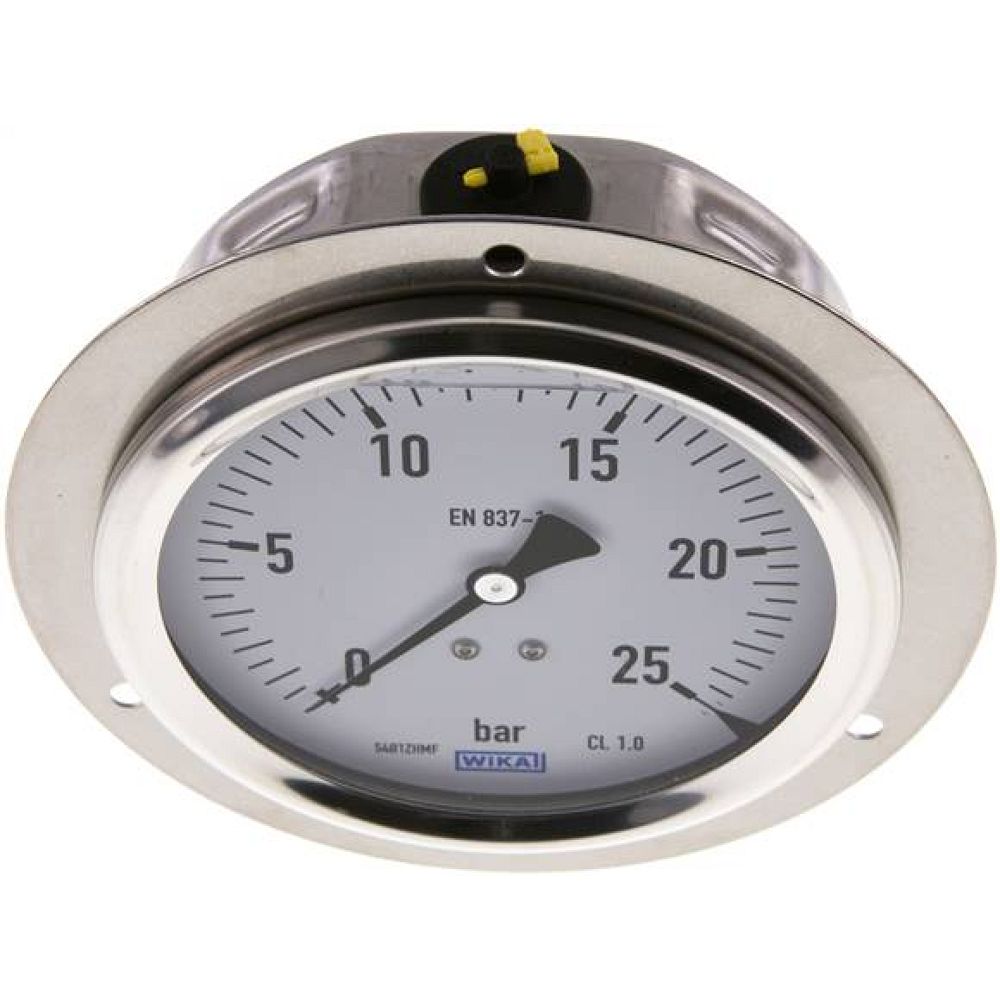 Wika MSE 25100 GLY CR Glycerin-Einbaumanometer,Frontring, 100mm, 0-25 bar