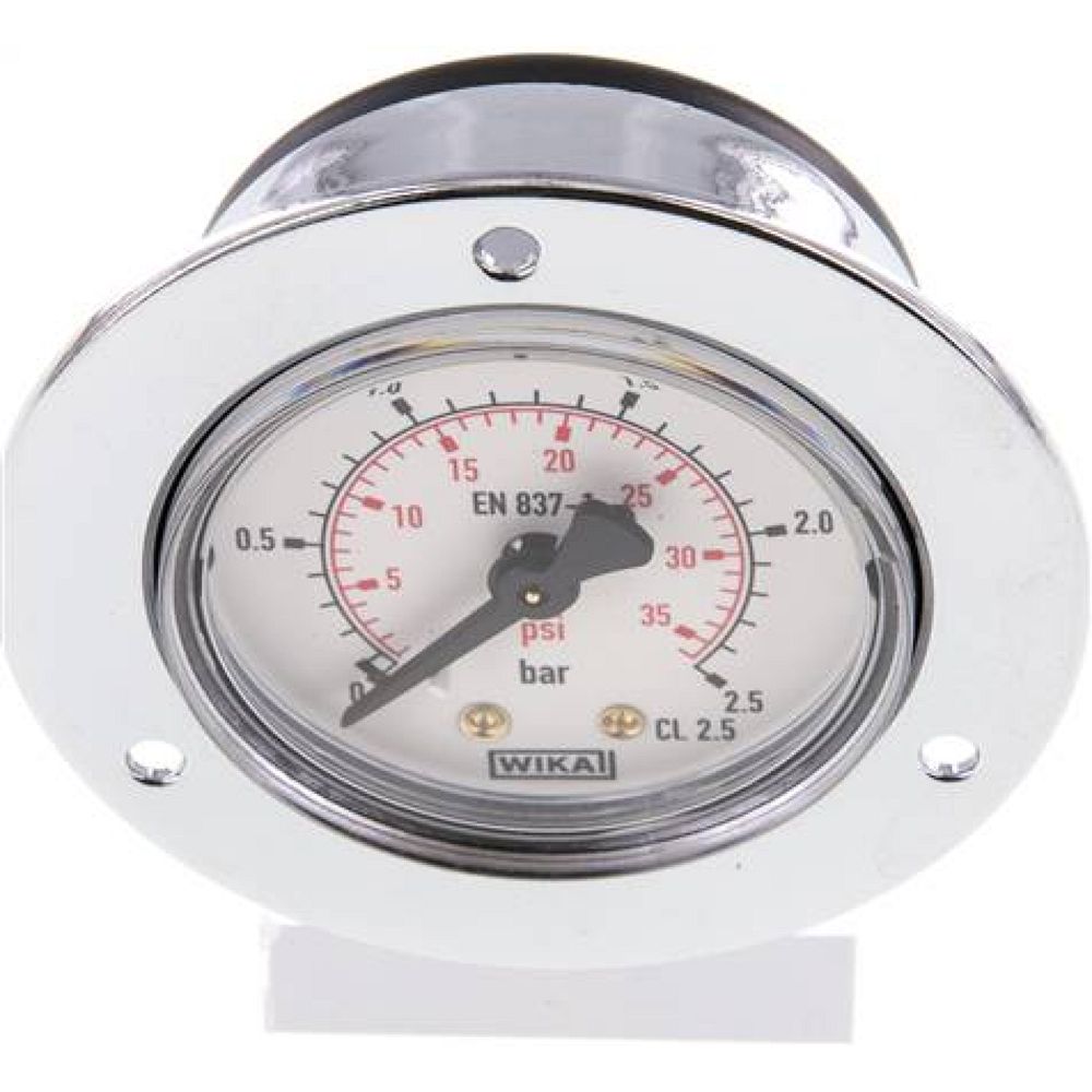 Wika MSE 2,550 CR Einbaumanometer (CrNi/Ms), Frontring, 50mm, 0-2,5 bar