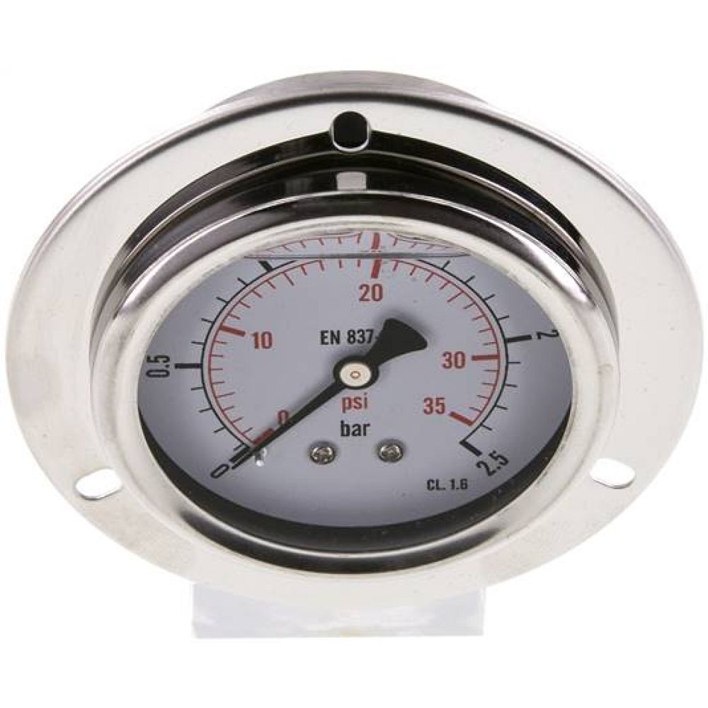 MSE 2,563 GLY CRE Glycerin-Einbaumanometer,Frontring, 63mm, 0-2,5 bar