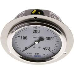 Wika MSE 400100 GLY CR Glycerin-Einbaumanometer,Frontring, 100mm, 0-400 bar