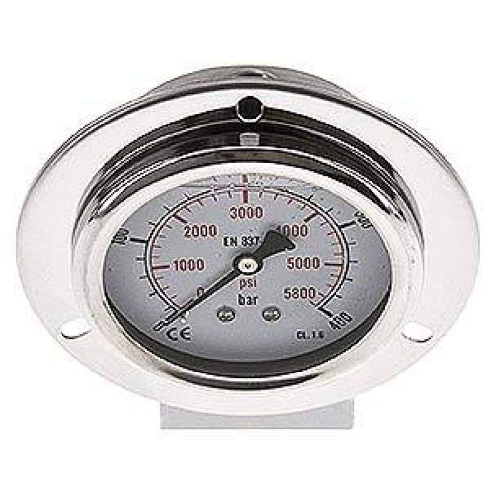 MSE 40063 GLY CRE Glycerin-Einbaumanometer,Frontring, 63mm, 0-400 bar