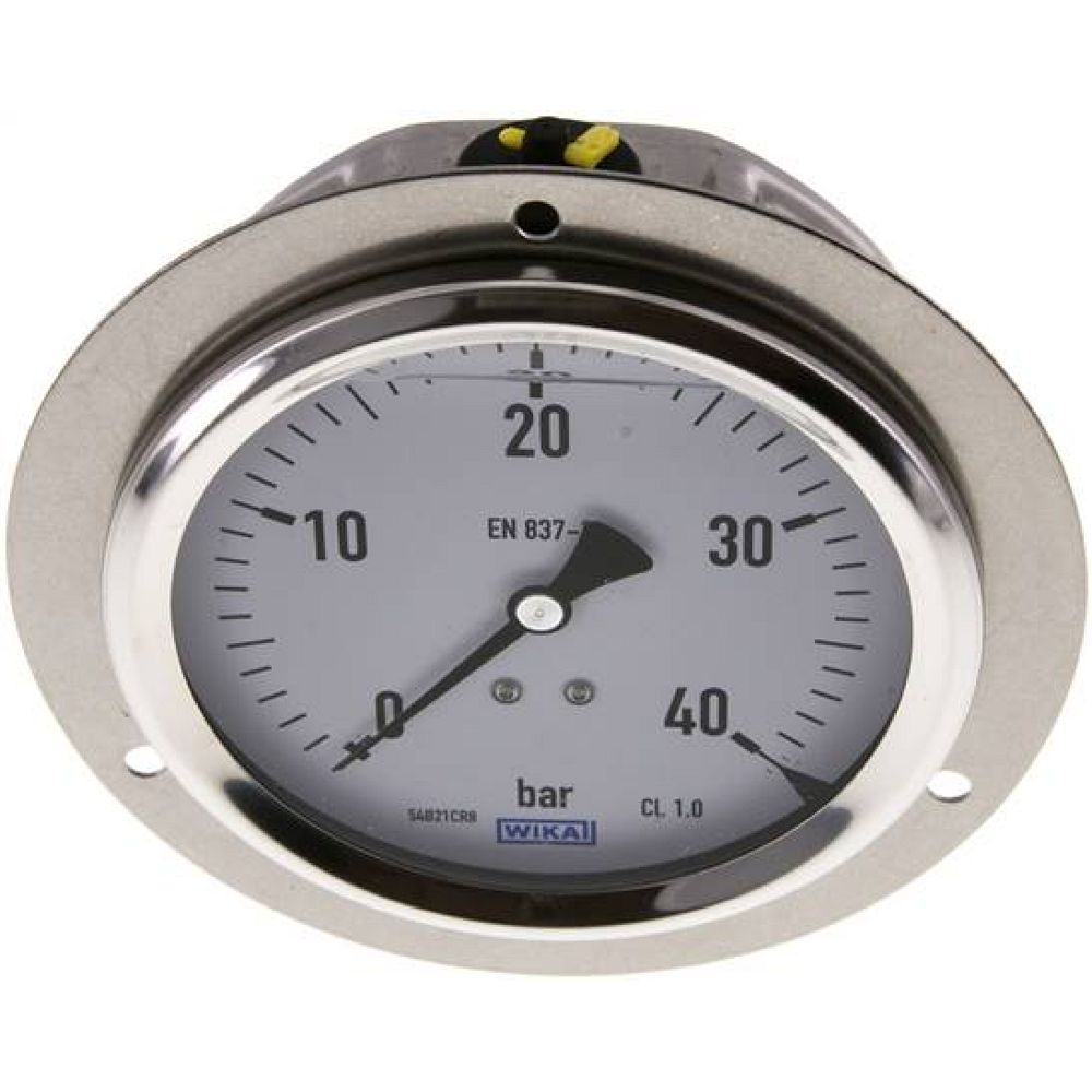 Wika MSE 40100 GLY CR Glycerin-Einbaumanometer,Frontring, 100mm, 0-40 bar