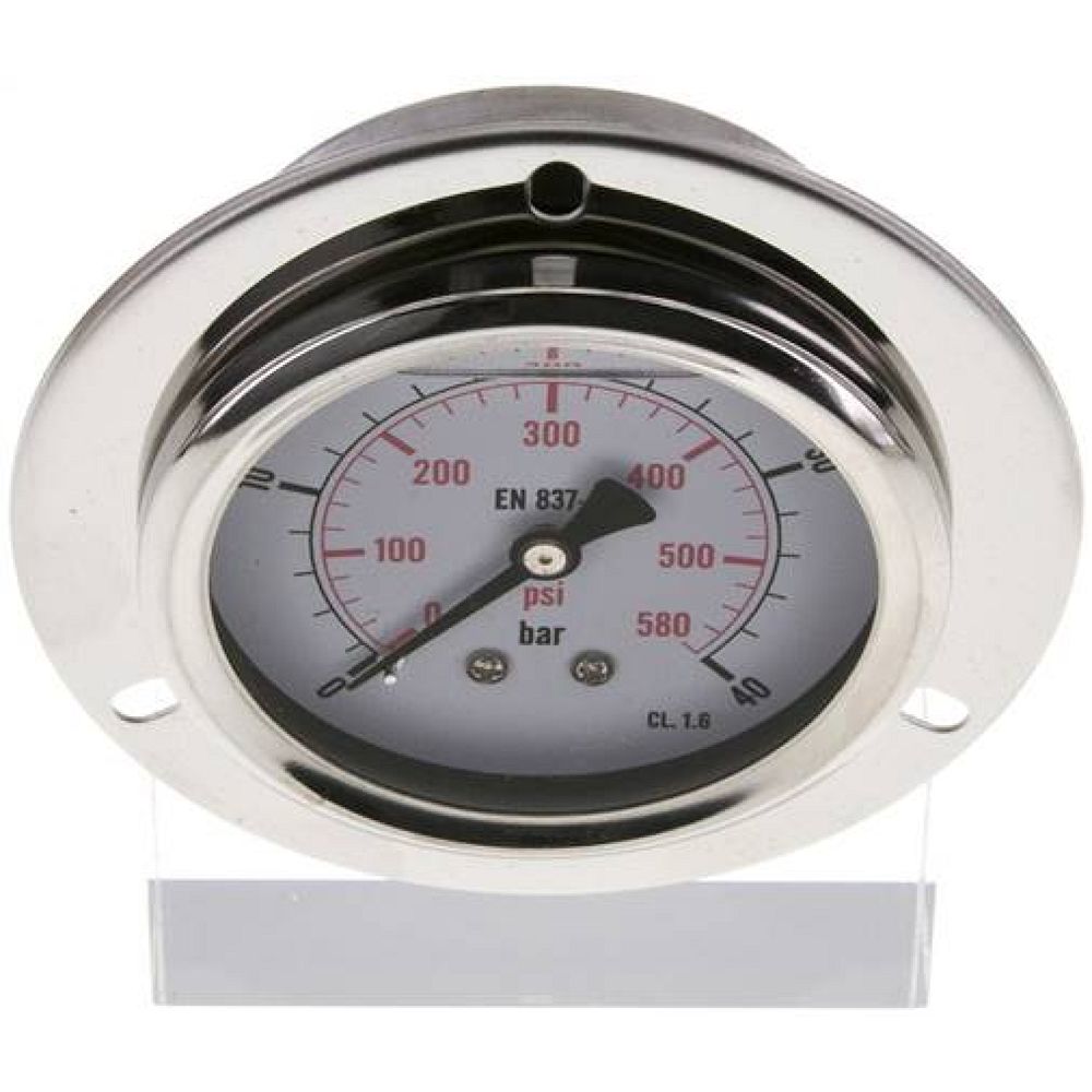 MSE 4063 GLY CRE Glycerin-Einbaumanometer,Frontring, 63mm, 0-40 bar