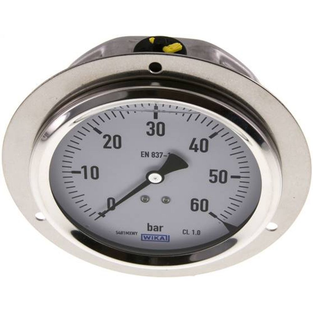 Wika MSE 60100 GLY CR Glycerin-Einbaumanometer,Frontring, 100mm, 0-60 bar