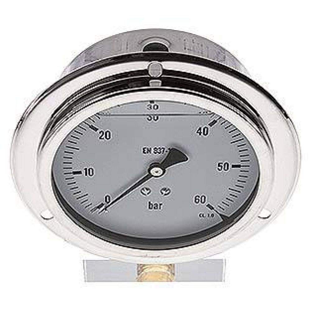 MSE 60100 GLY CRE Glycerin-Einbaumanometer,Frontring, 100mm, 0-60 bar