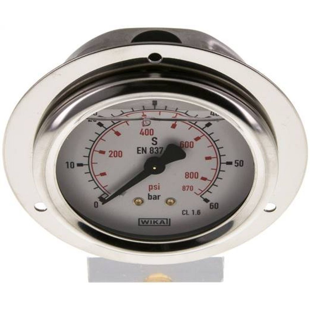 Wika MSE 6063 GLY CR Glycerin-Einbaumanometer,Frontring, 63mm, 0-60 bar