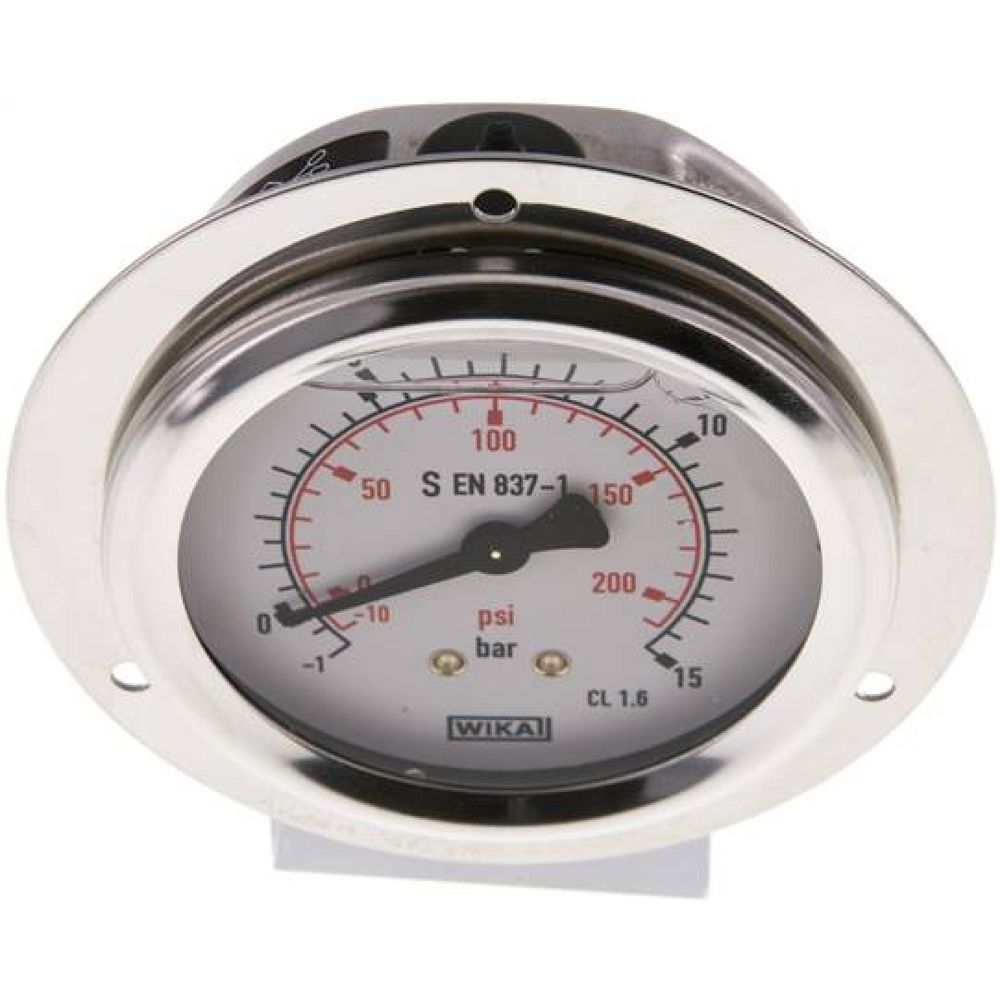 Wika MSE -11563 GLY CR Glycerin-Einbaumanometer,Frontring, 63mm, -1 bis 15 bar