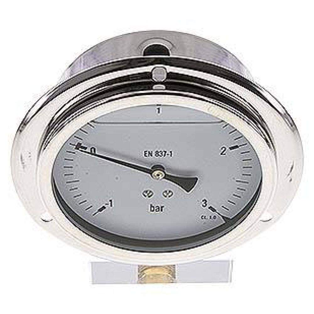 MSE -13100 GLY CRE Glycerin-Einbaumanometer,Frontring, 100mm, -1 bis 3 bar