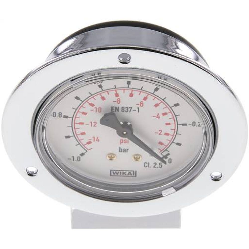 Wika MSE -163 CR Einbaumanometer (CrNi/Ms), Frontring, 63mm, -1 bis 0 bar
