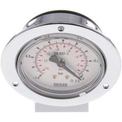 Wika MSE -163 CR Einbaumanometer (CrNi/Ms), Frontring, 63mm, -1 bis 0 bar