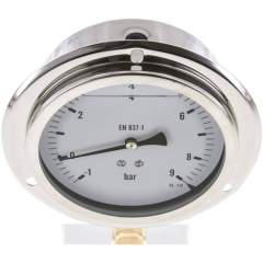 MSE -19100 GLY CRE Glycerin-Einbaumanometer,Frontring, 100mm, -1 bis 9 bar