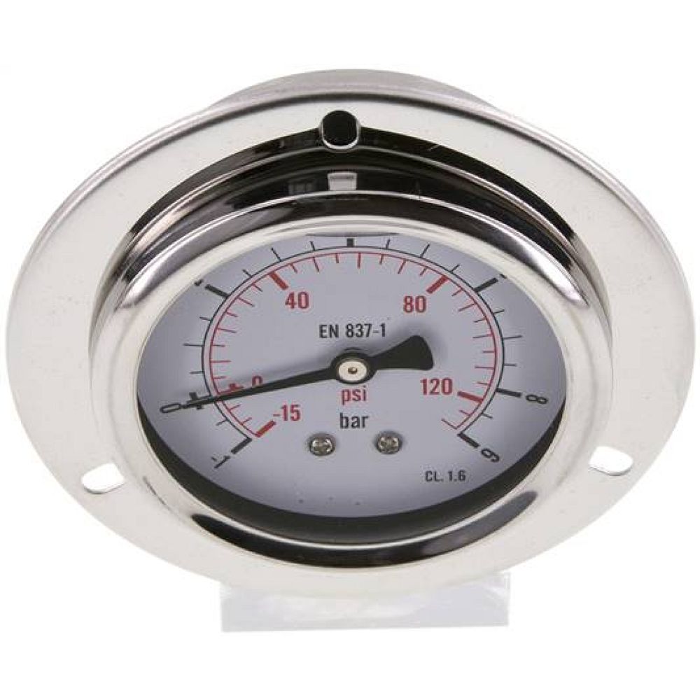 MSE -1963 GLY CRE Glycerin-Einbaumanometer,Frontring, 63mm, -1 bis 9 bar