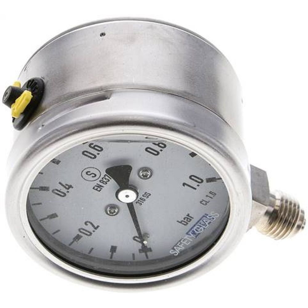 Wika MSS 163 GLY ES Gly.-Sicherheits-Manometer senkrecht,63mm, 0-1 bar