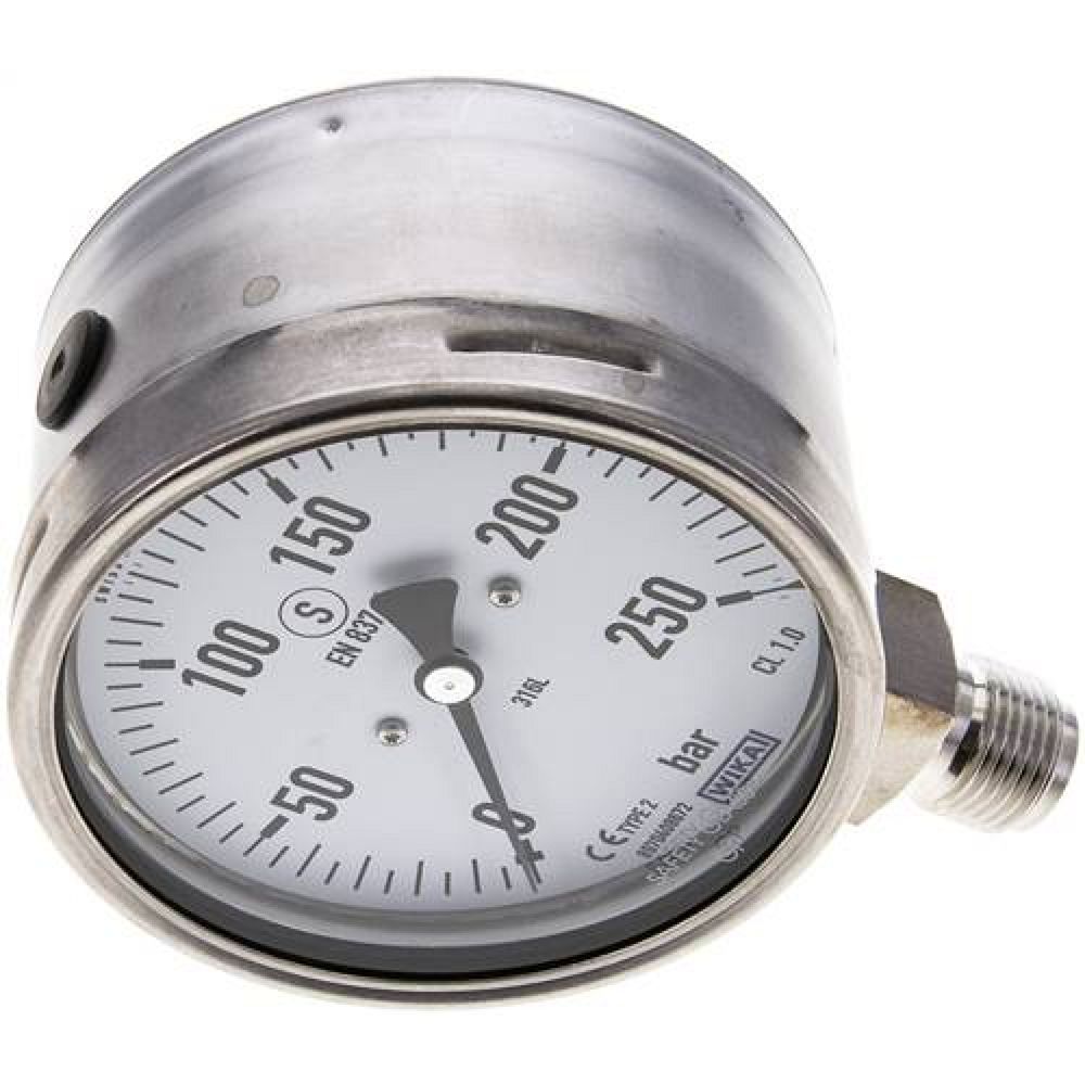 Wika MSS 250100 ES Sicherheits-Manometer senkrecht, 100mm, 0-250 bar