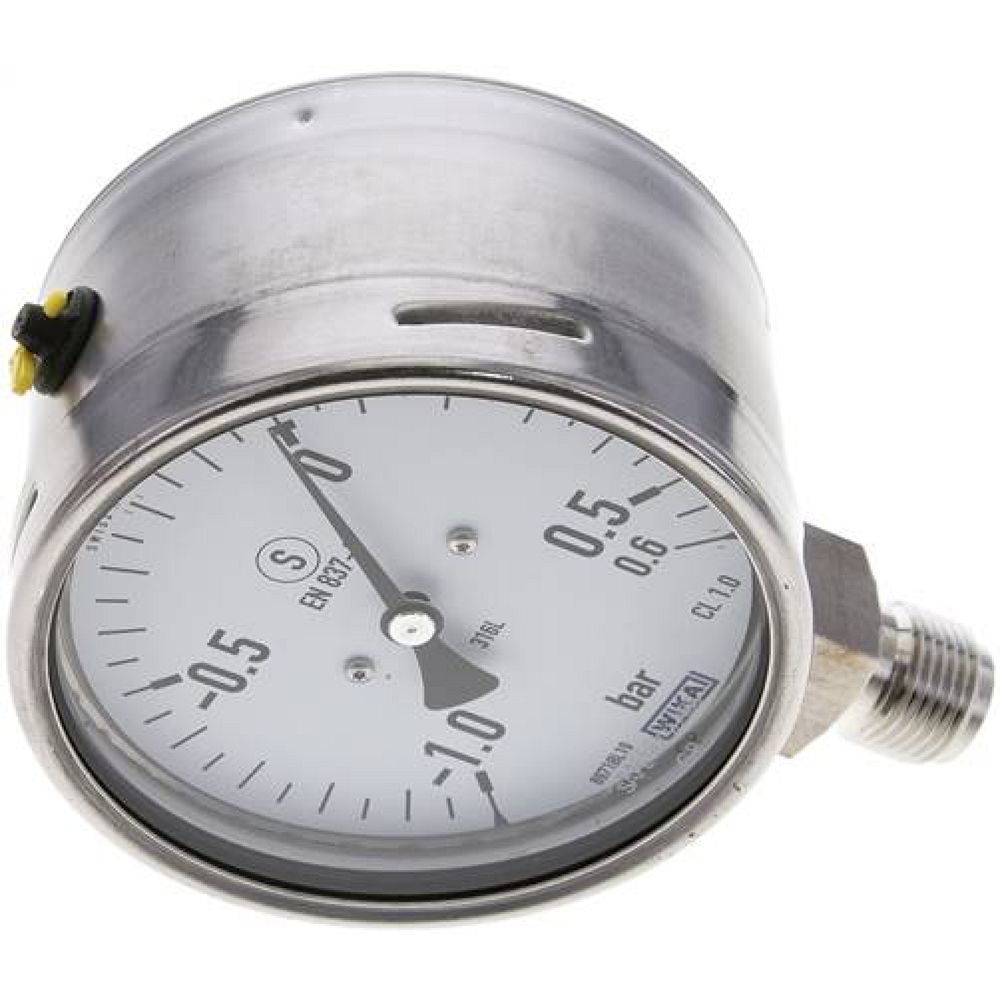 Wika MSS -106100 ES Sicherheits-Manometer senkrecht, 100mm, -1 bis 0,6 bar