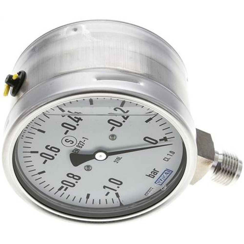 Wika MSS -1100 GLY ES Gly.-Sicherheits-Manometer senkrecht,100mm, -1 bis 0 bar