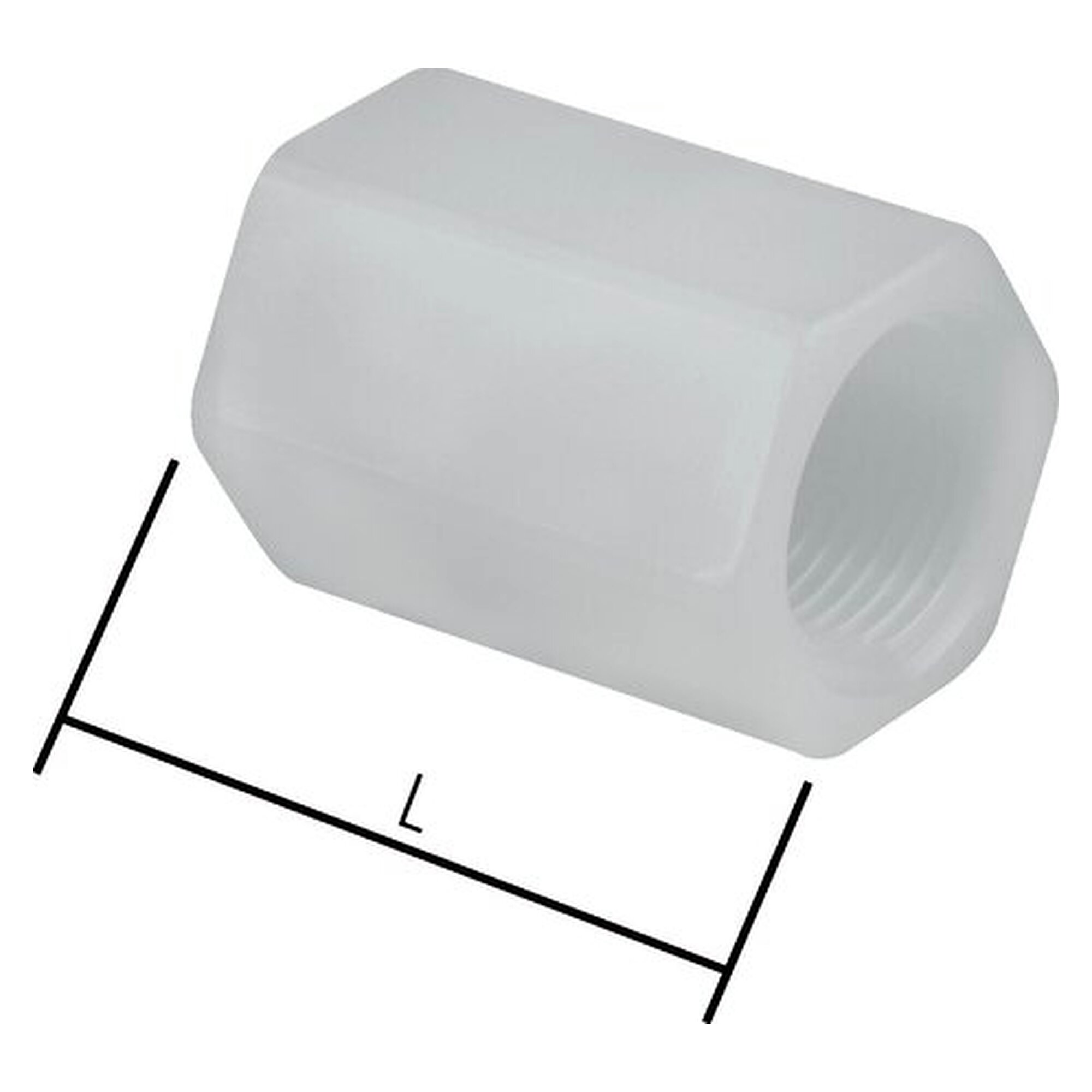 Muffe, Gewinde G 1/2", Länge 34 mm, Polypropylen, Schlüsselweite 27 mm