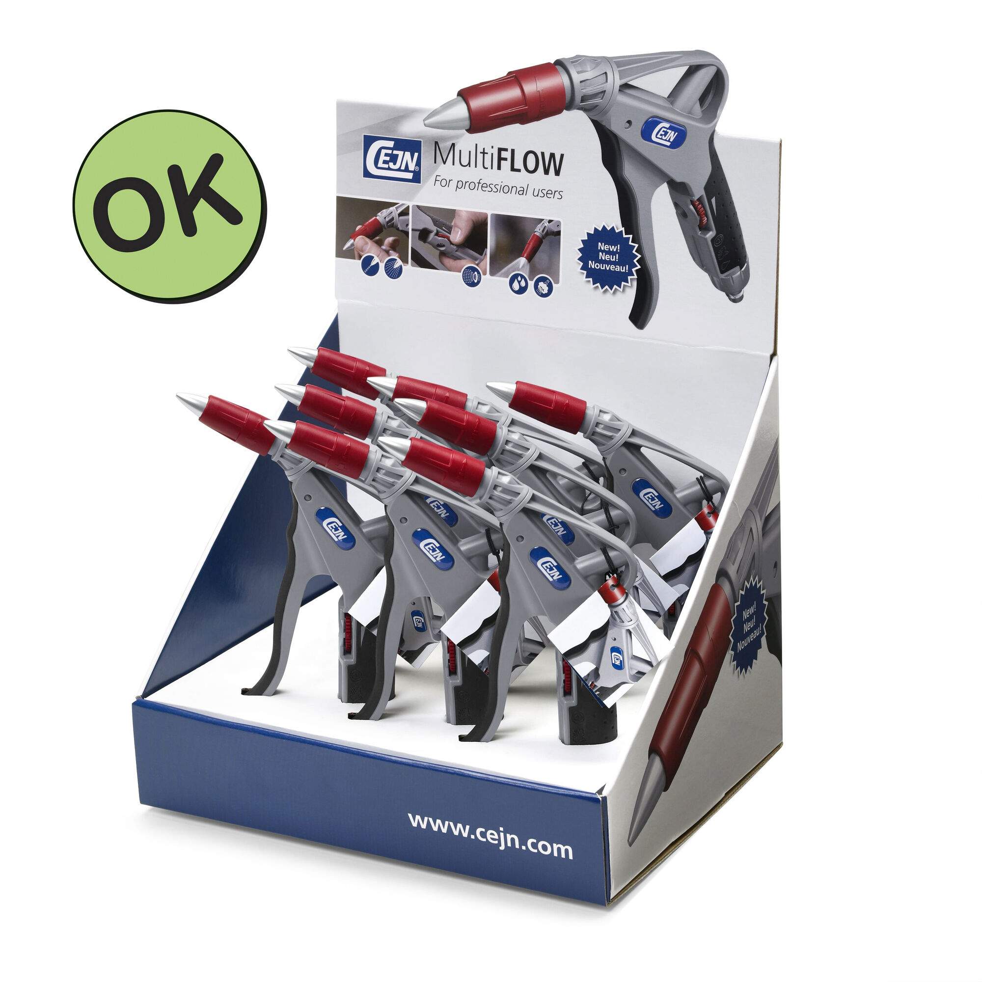 MultiFLOW blow gun, display pack with eight tools, NPT 1/4", plastic and aluminum - Cejn 112109981