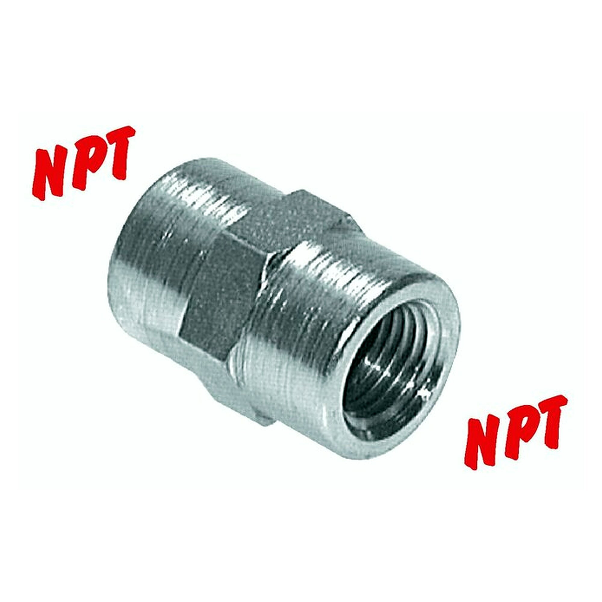 High pressure socket, thread NPT 3/8", PN 210 bar, zinc plated steel