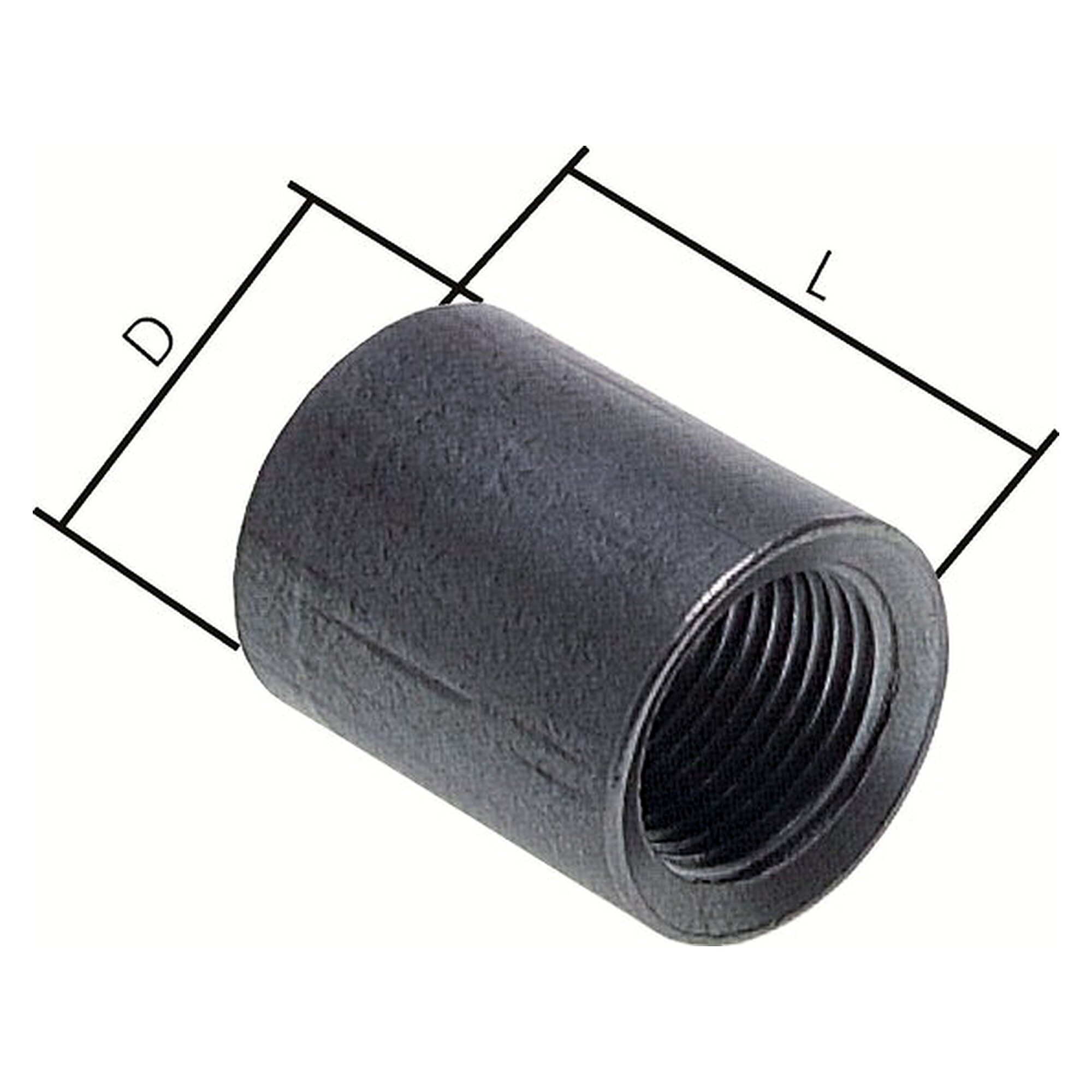 Anschweißmuffe, halbe Baulänge, Gewinde Rp 3", 34 mm, D 95,0 mm, Stahl ST 37-2