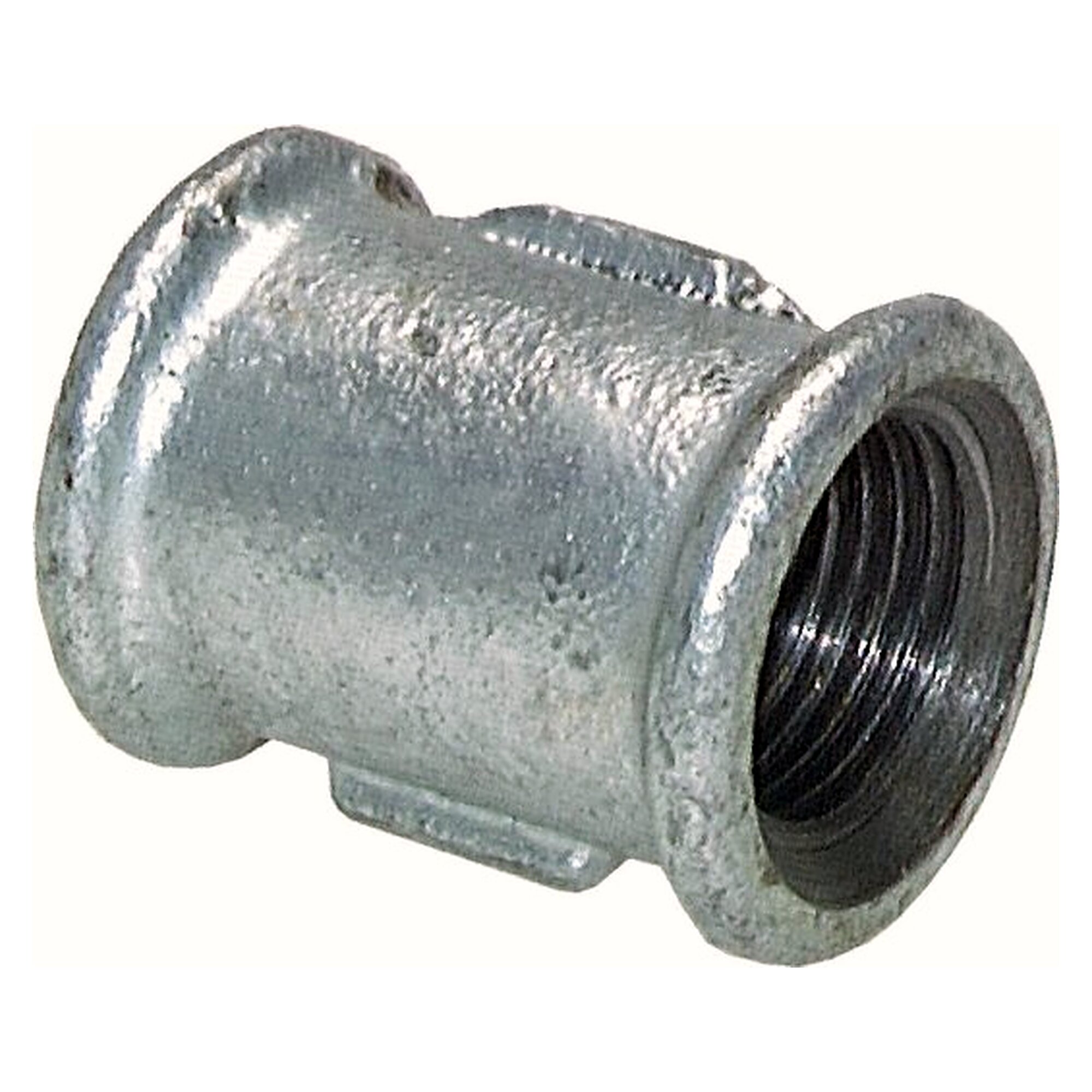 Round socket, female threads Rp 3" and Rp 3", zinc-plated malleable iron, PN 25 bar