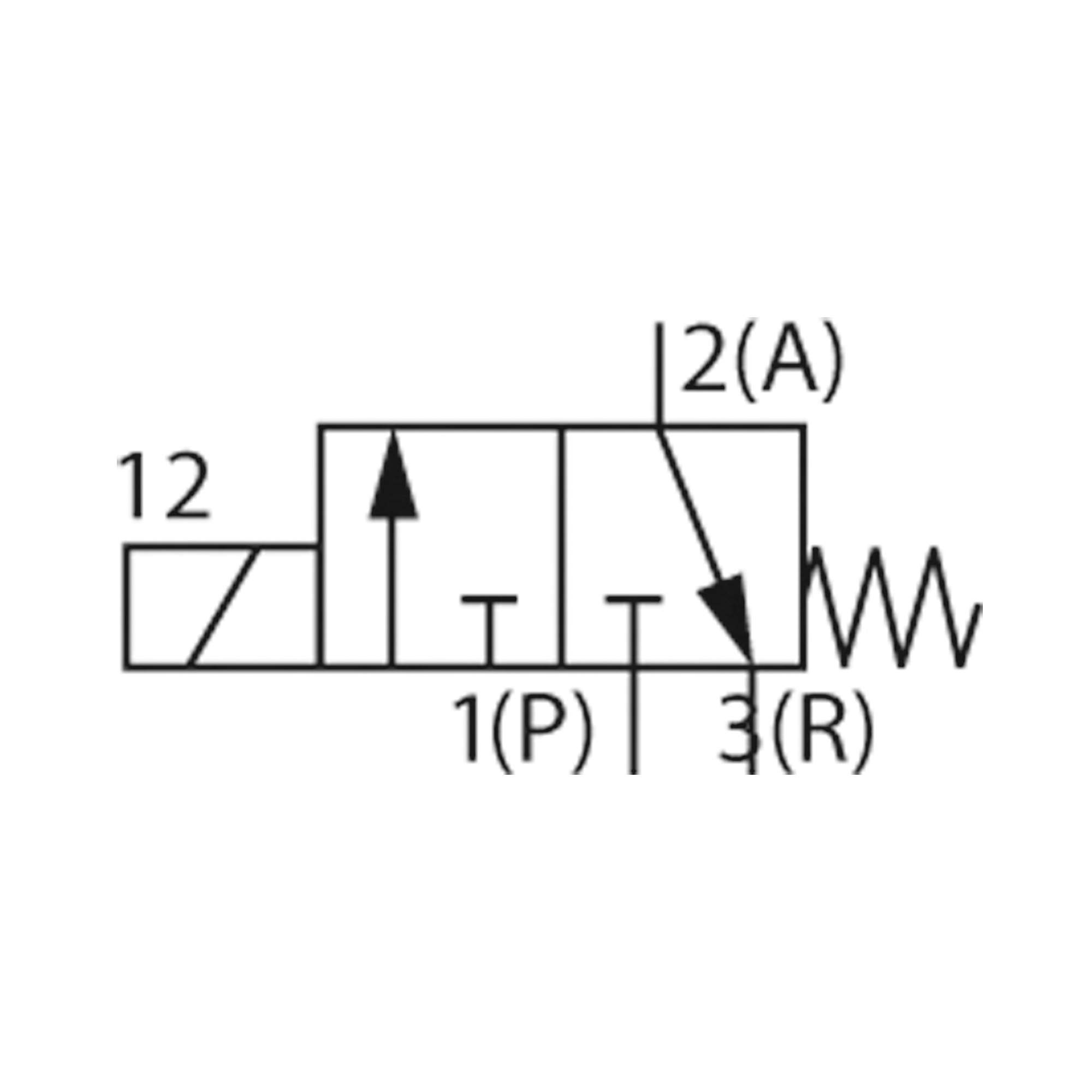 3/2-way solenoid valve, NC, G 1/4, PN 0-10, NBR, 12V DC - Riegler 125805