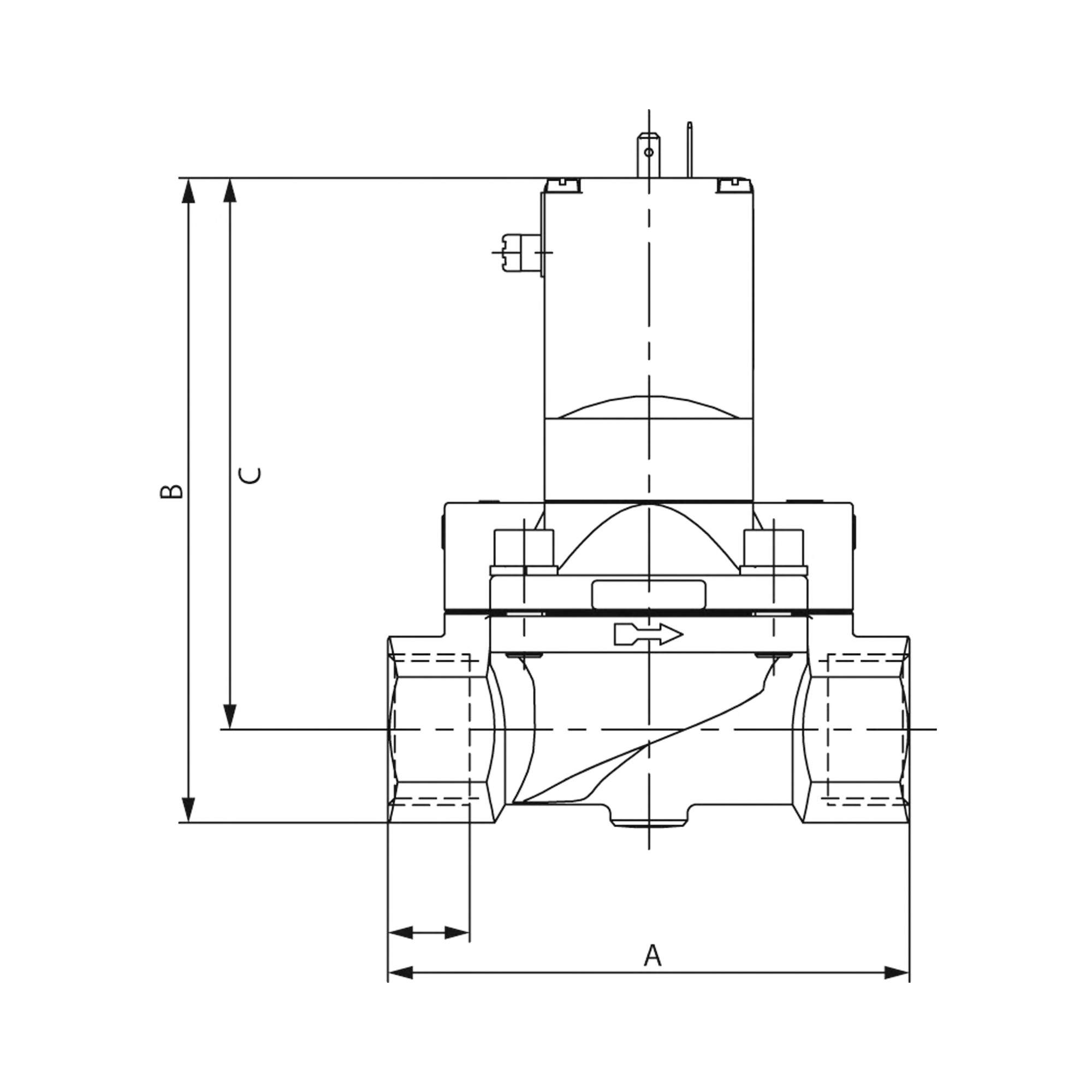 2/2-way solenoid valve, NC, G 1/2, PN 0.2-10, NBR, 230V AC - Riegler 124891
