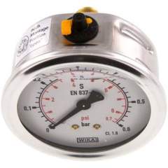 Wika MW 0663 GLY CR Glycerin-Manometer waagerecht (CrNi/Ms),63mm, 0-0,6bar